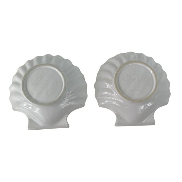 Scalloped Clam Shell Dish Bowls Set Of 2 Seafood Made In Japan Oven Proof - Picture 14 of 15